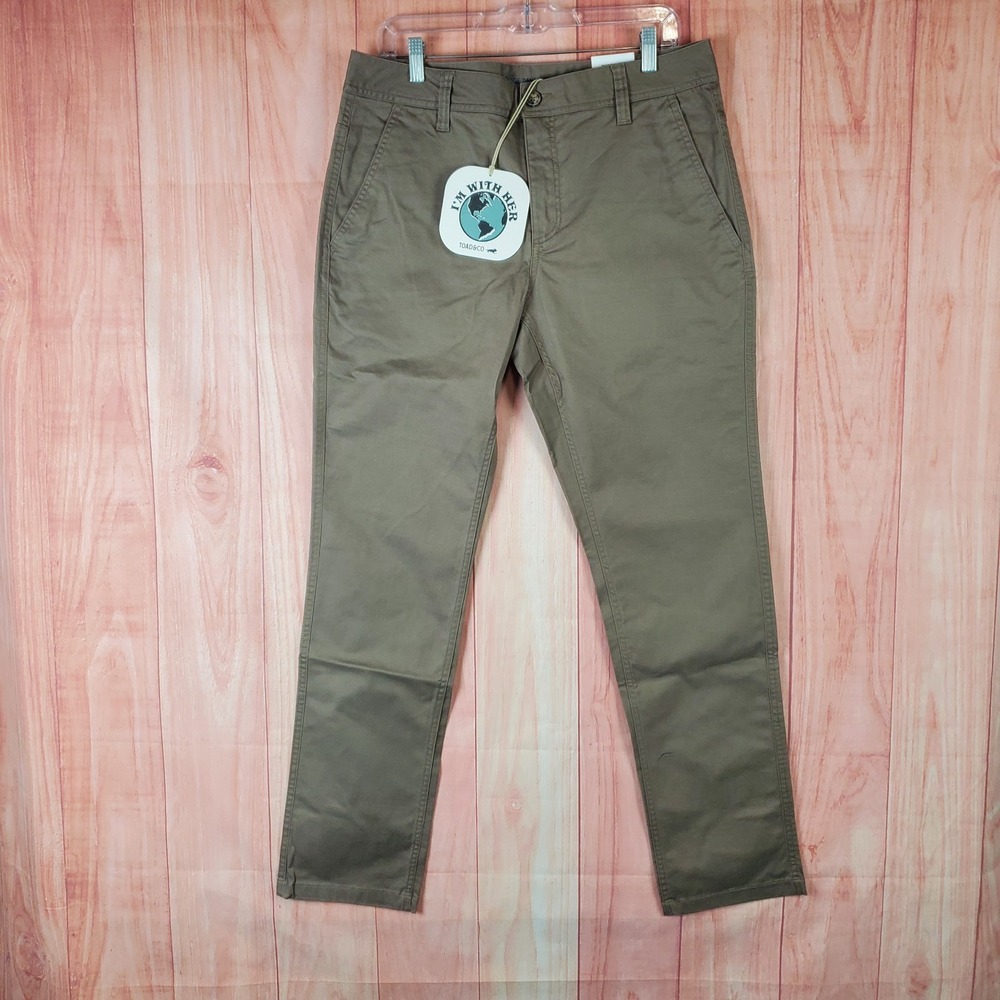 Toad & Co Mission Ridge‎ Lean Dark Chino Pants Men 32x32 Green Logo Cotton